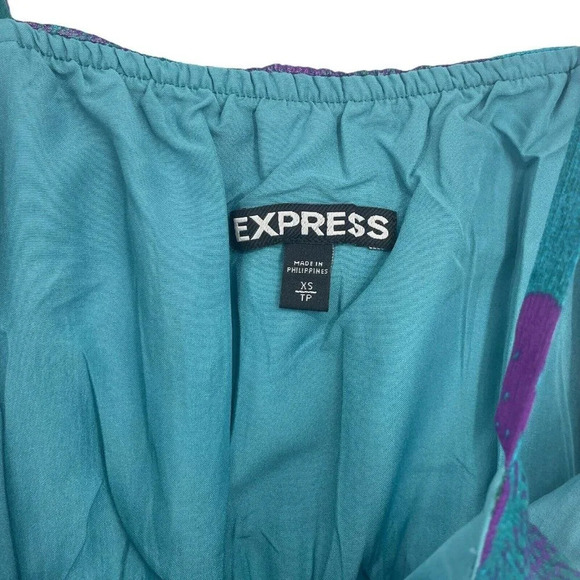 Express Dress Women's Sz XS Blue Floral Sundress Midi Sleeveless Round Neck - Picture 8 of 9